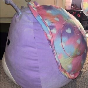 Squishmallows Purple Pastel Rainbow Heart Snail Plush